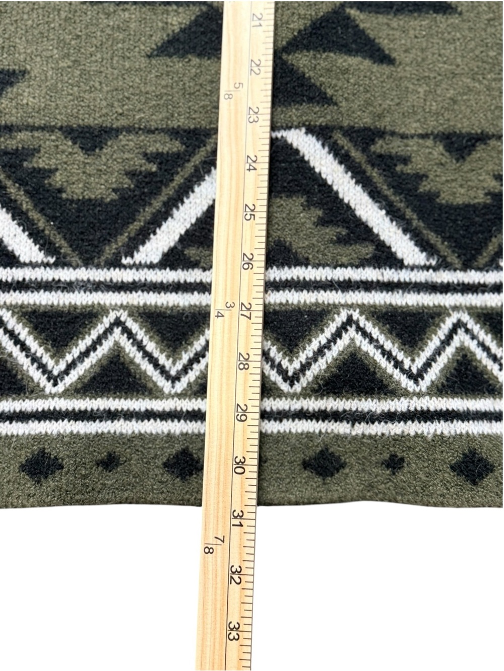 FRYE XL Southwestern Aztec Long Cardigan Sweater Olive Green Black - Picture 9 of 12
